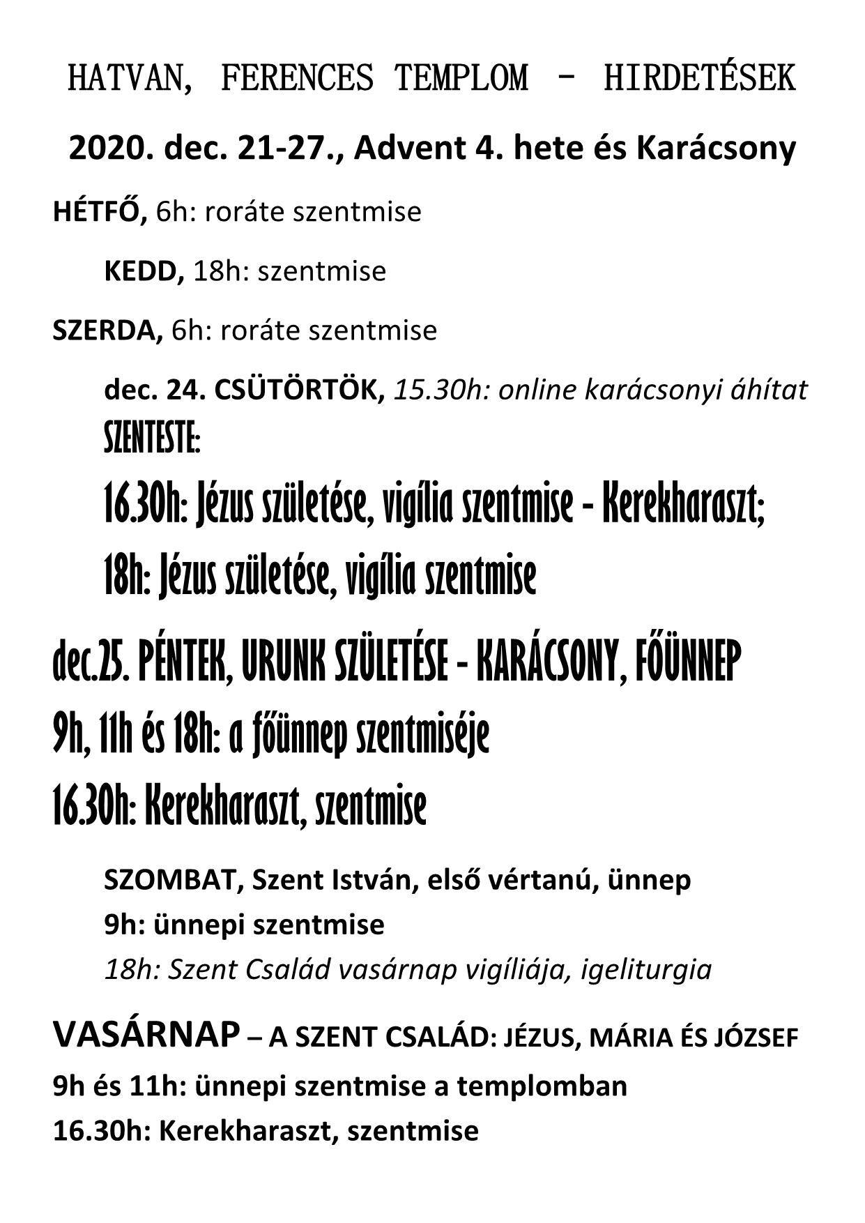 HATVAN hirdetés 2020.12.20.1