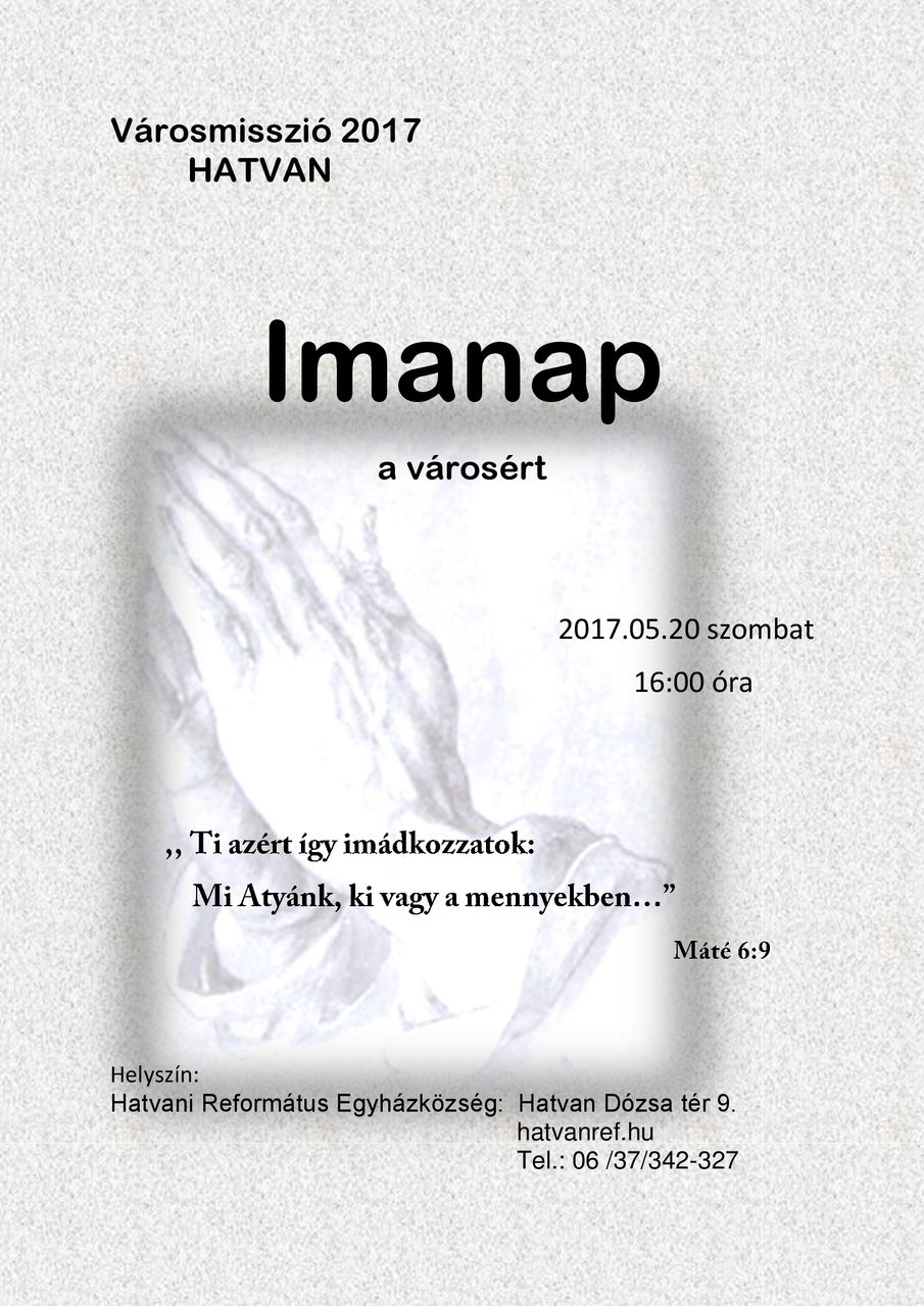 Városmisszió 2017 imanap