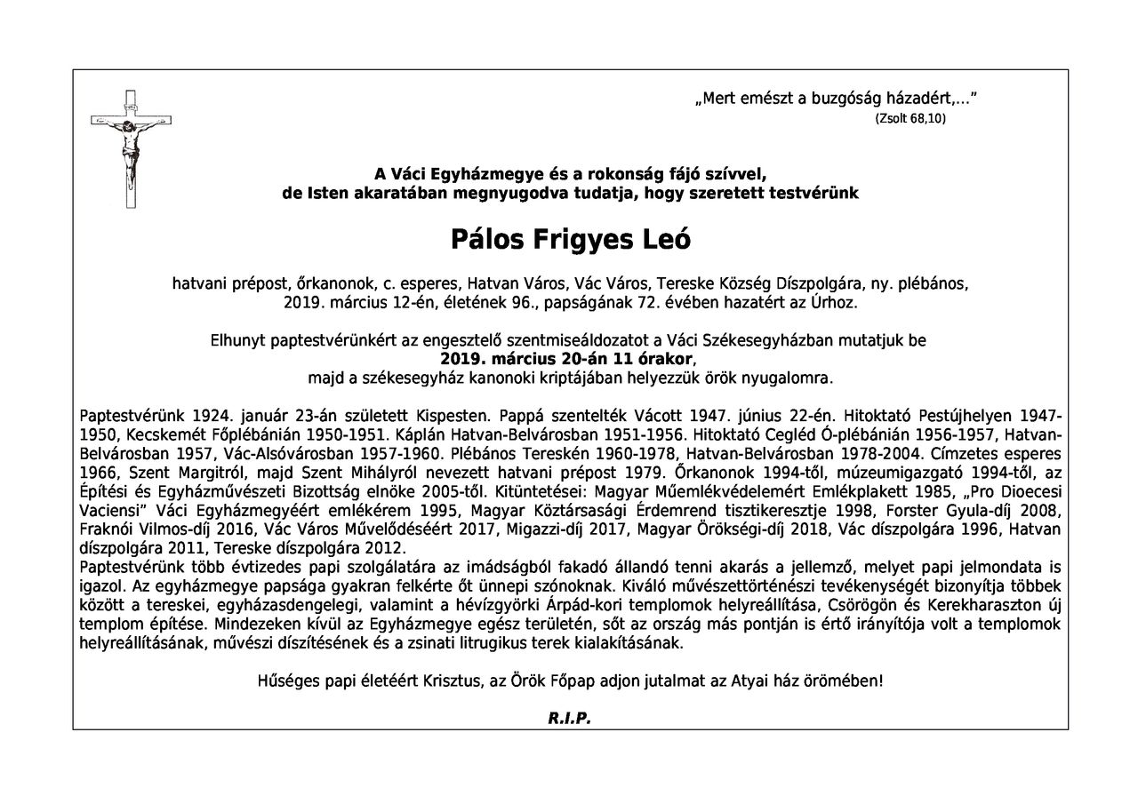 2019Palos Frigyes gyaszjelentese