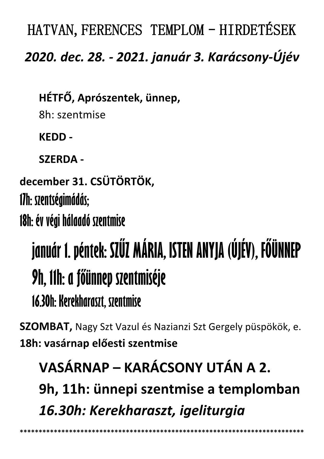 HATVAN hirdetés 2020.12.27. 1