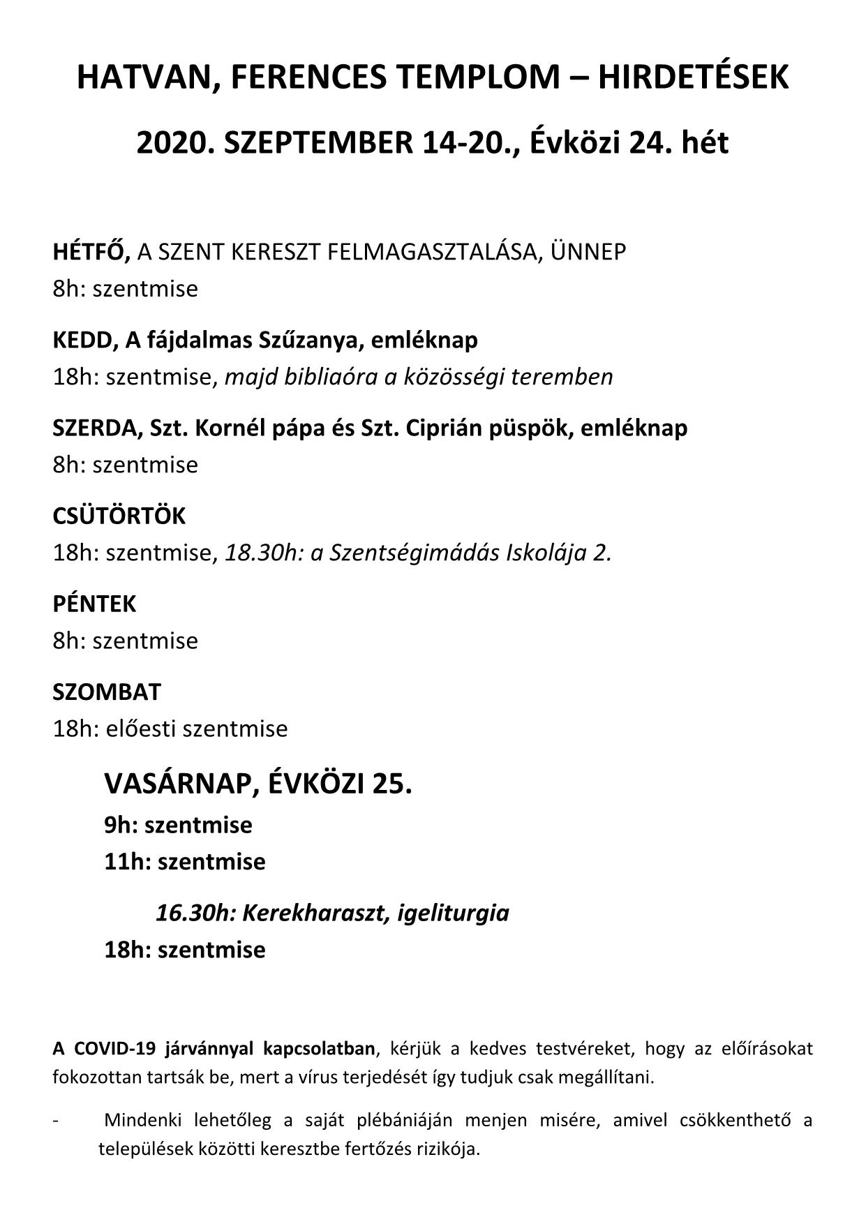 Hírdetés évközi 24. vasárnap 1