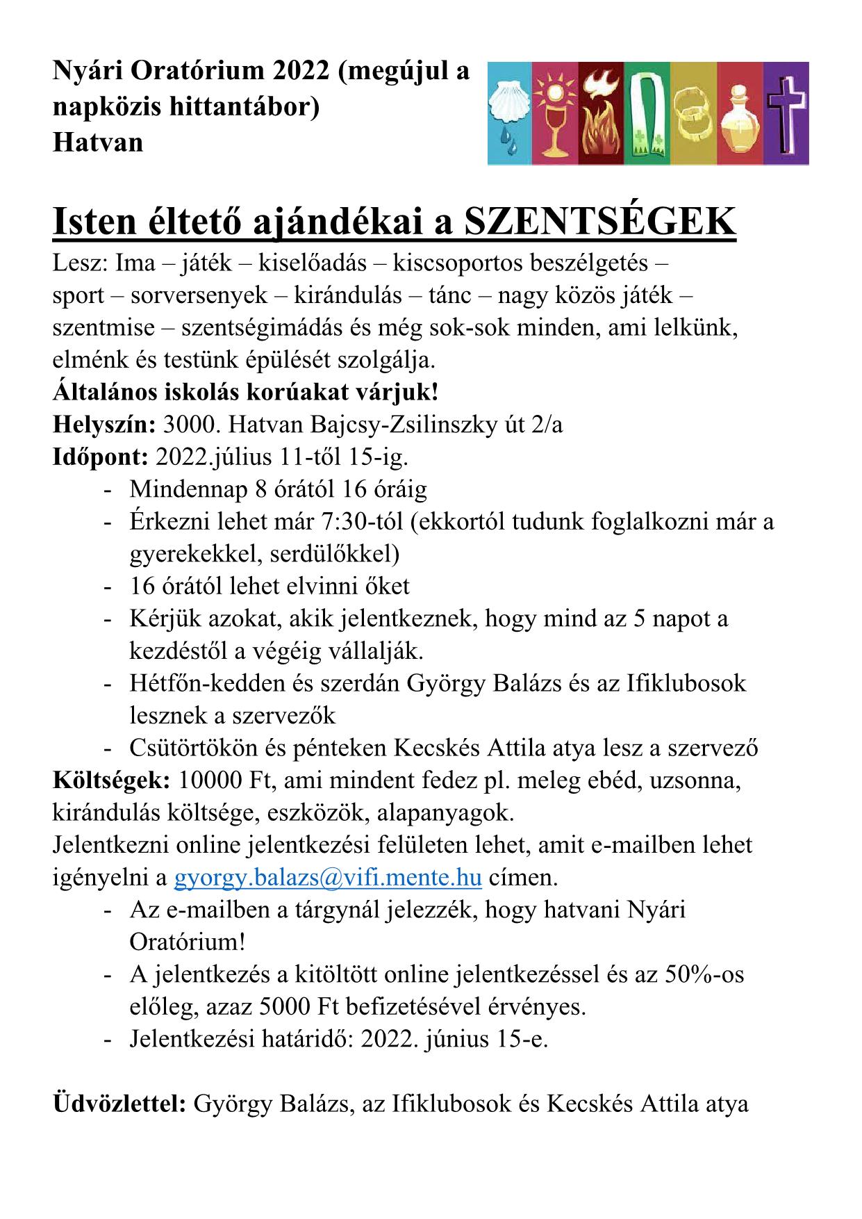 Nyári Oratórium Hatvan 2022 1