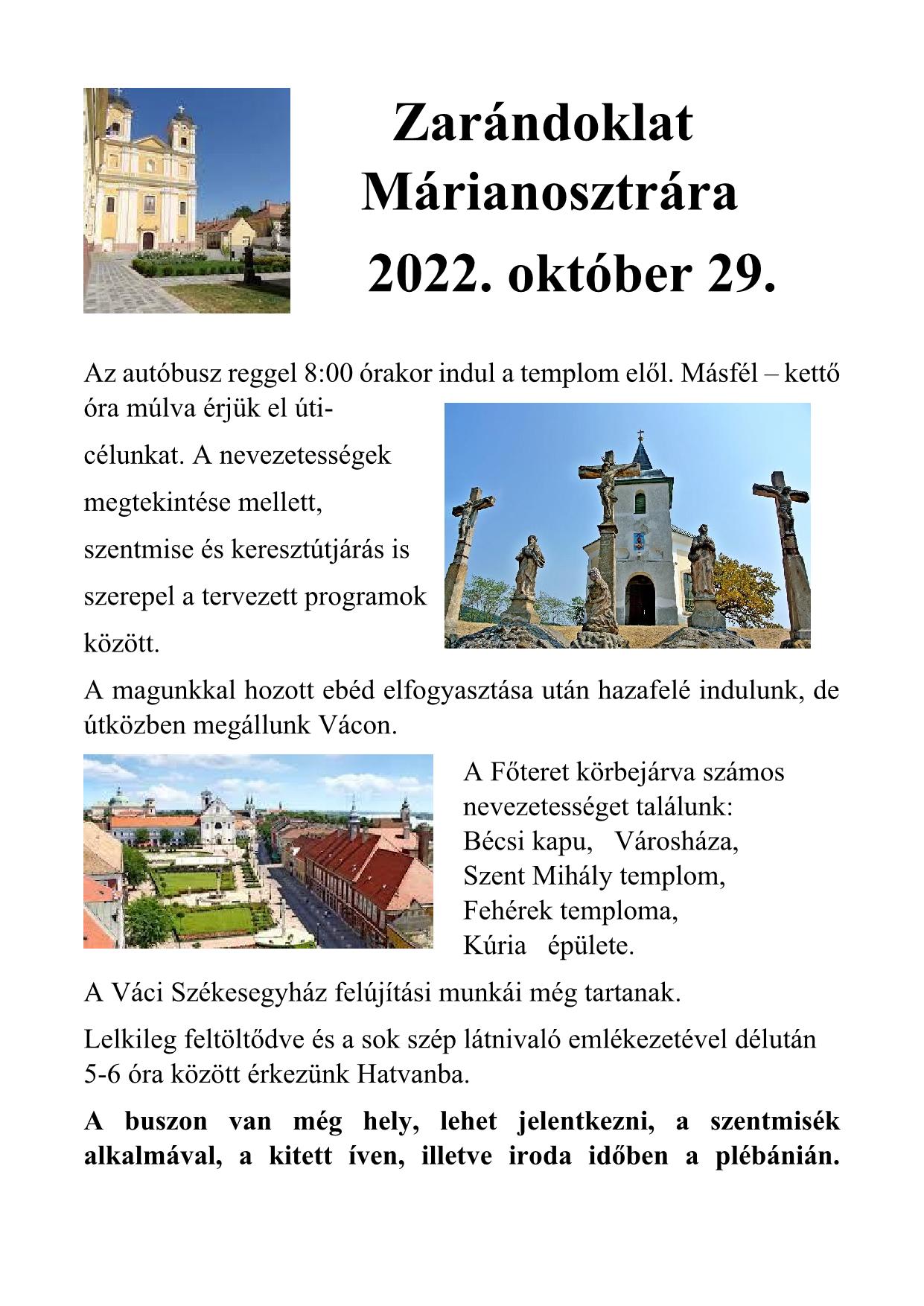 Zarándoklat Márianosztráraplakát 1