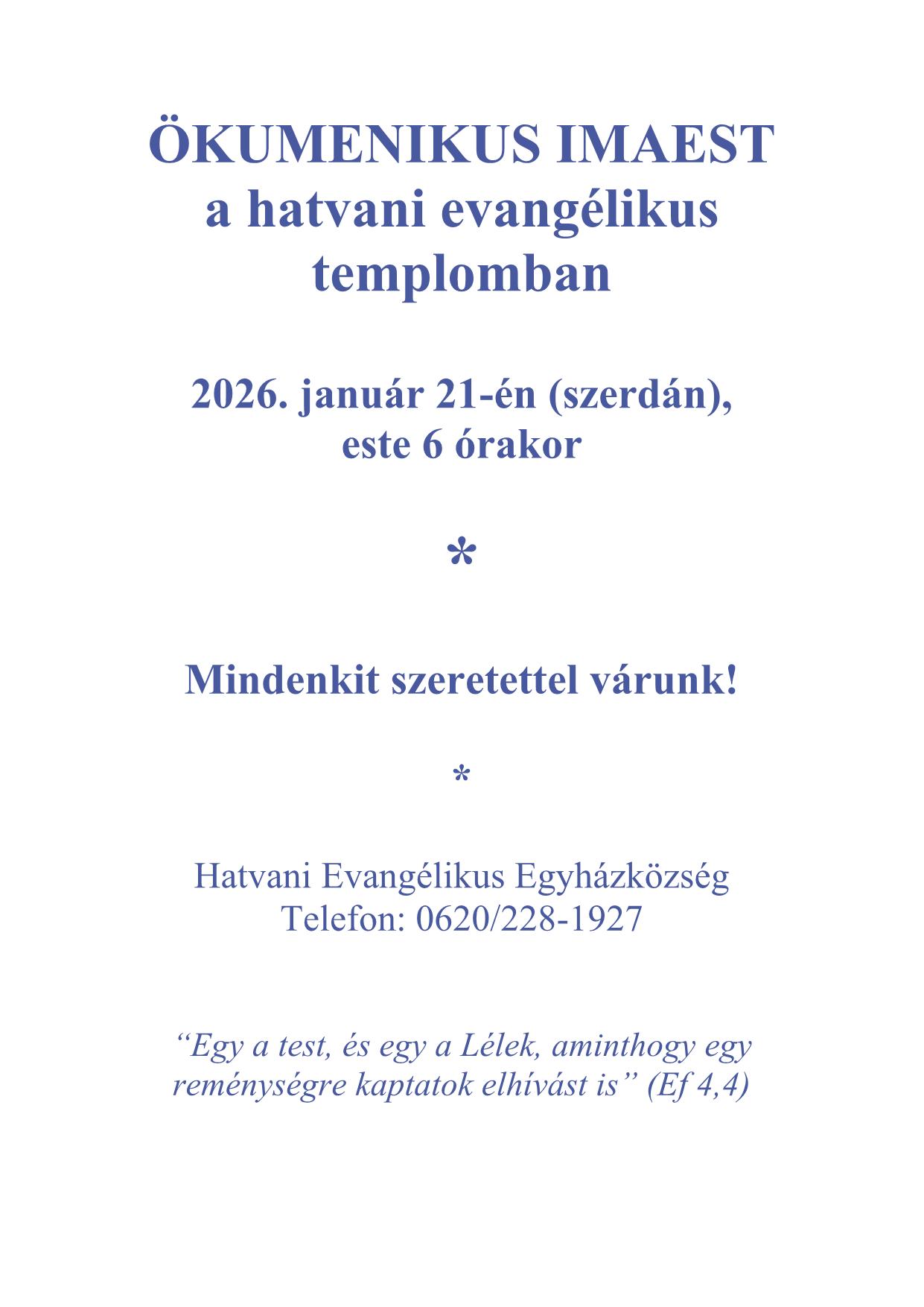 ökumenikus imaest 2026 plakát 1